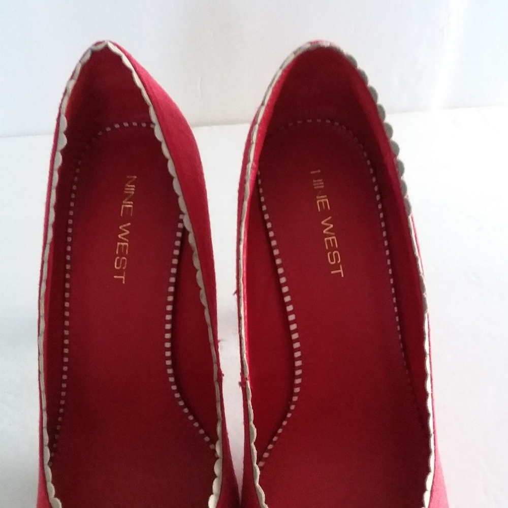 Nine West Red West Cloth Linen with Rope Bow Shoes - Picture 3 of 9